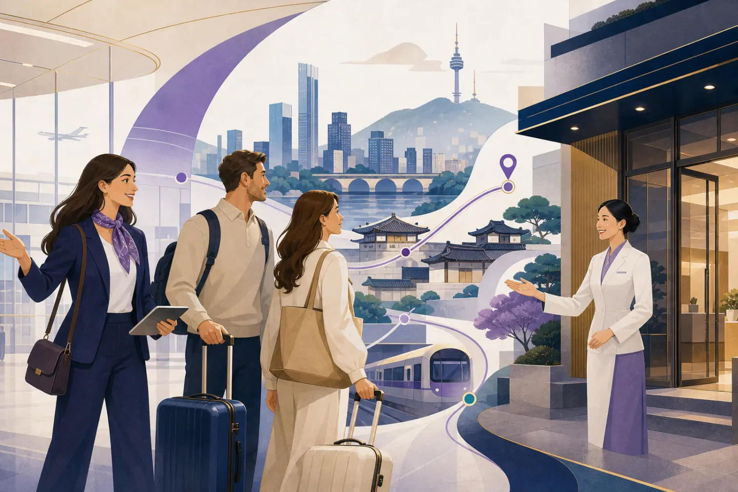 A care coordinator guiding international travelers through their Seoul clinic journey